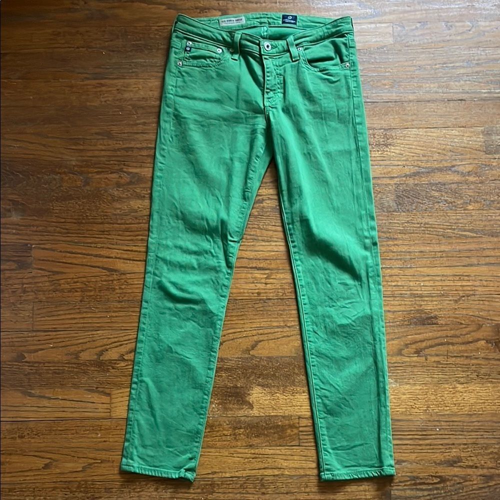 AG Adriano Goldschmied Green The Stevie Ankle Jeans